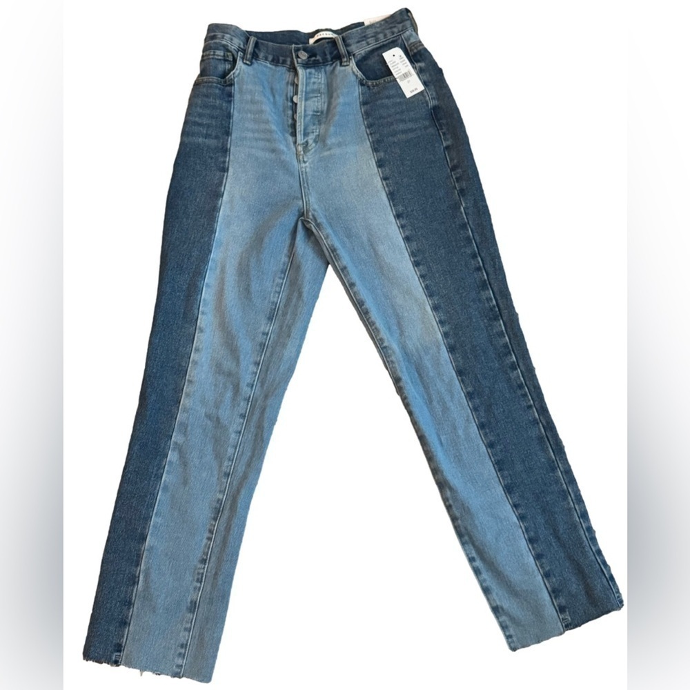 Pacsun NEW High Rise Straight Leg Two Tone Jeans Size 27 - Picture 2 of 6